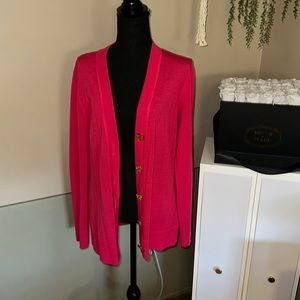Tory Burch long hot pink cardigan